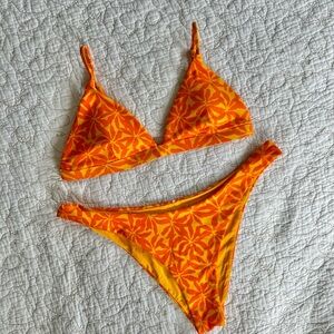 Rhythm Bright Orange Patterned Bikini Set